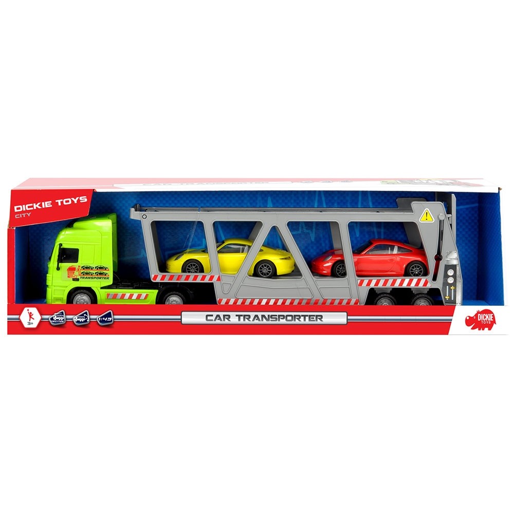 Camion Dickie Toys cu trailer si 2 masini Porsche image 5