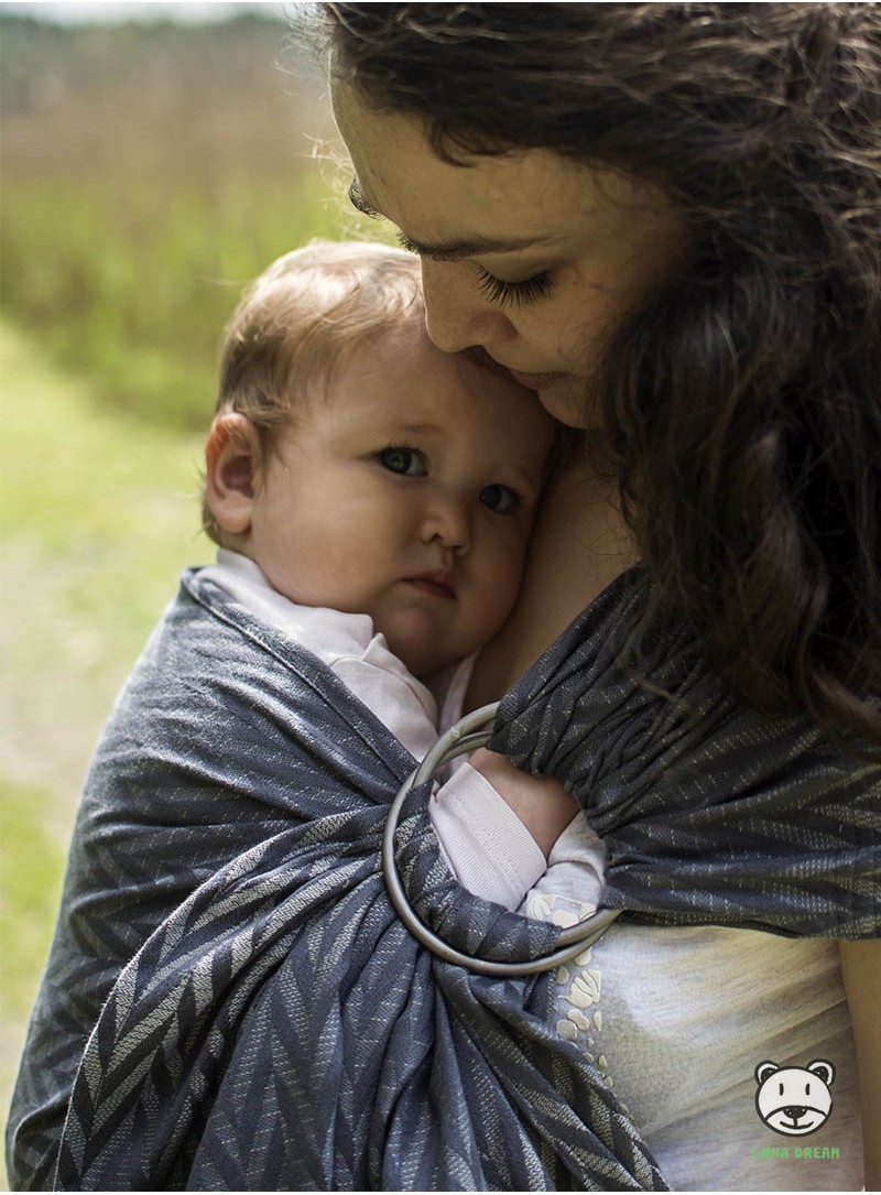 Luna Dream - Sling cu inel 2.1 m, Herringbone Grey image 2