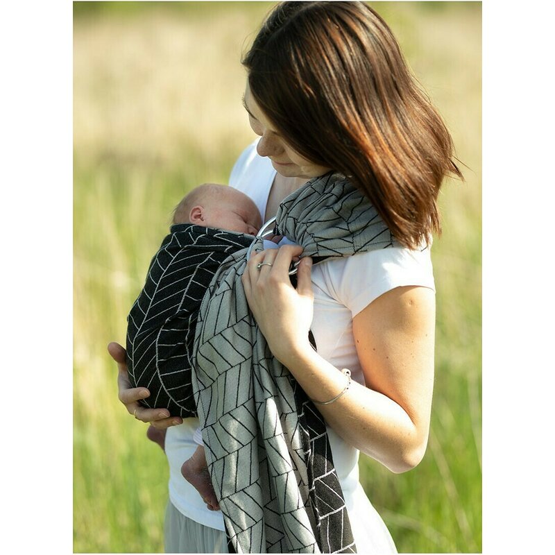 Luna Dream - Sling cu inel 2.1 m, Grey Weave Jacquard