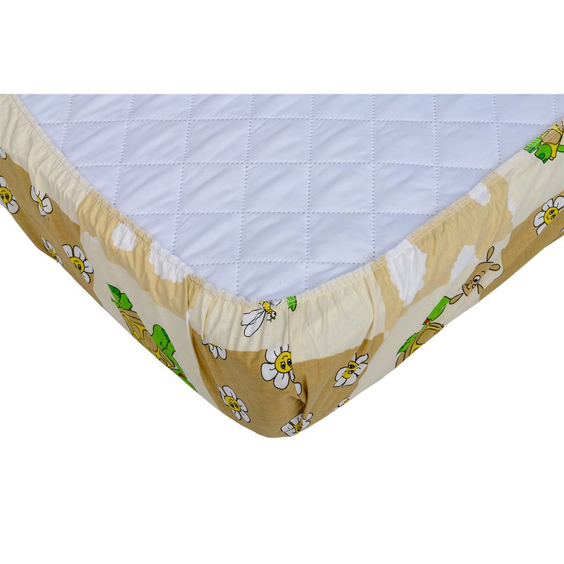 BabyNeeds - Cearceaf cu elastic 120x 60 cm, Broscuta Vesela, Maro image 1