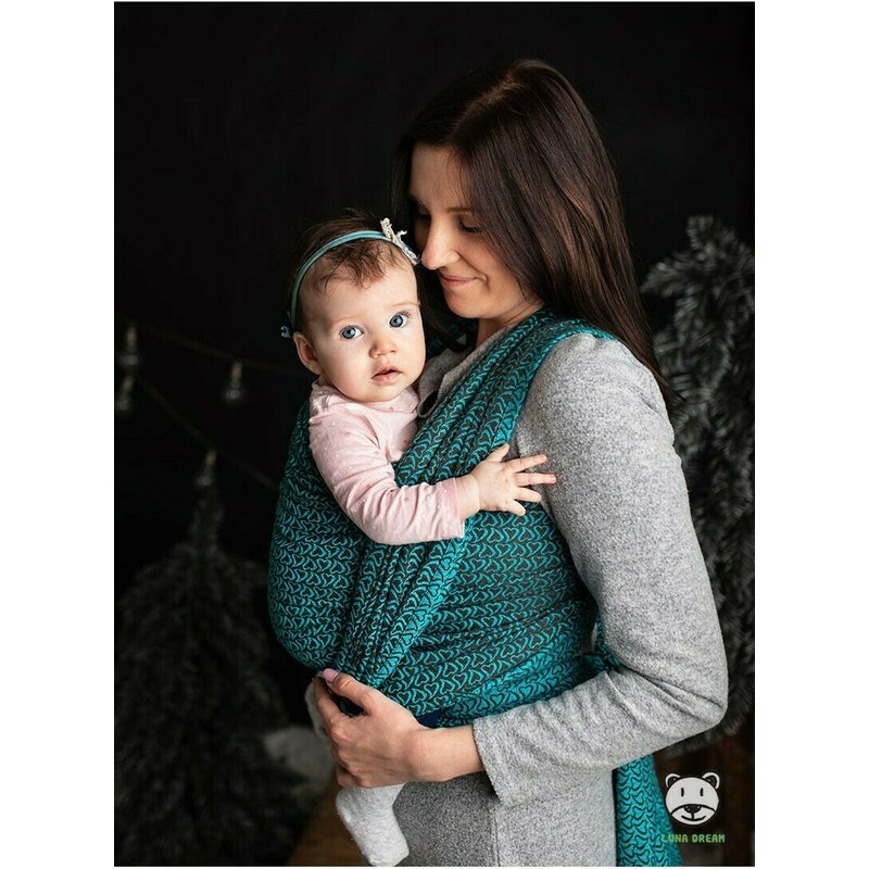 Luna Dream - Sling 5.2 m, 100% bumbac, Little Hearts, Turquoise