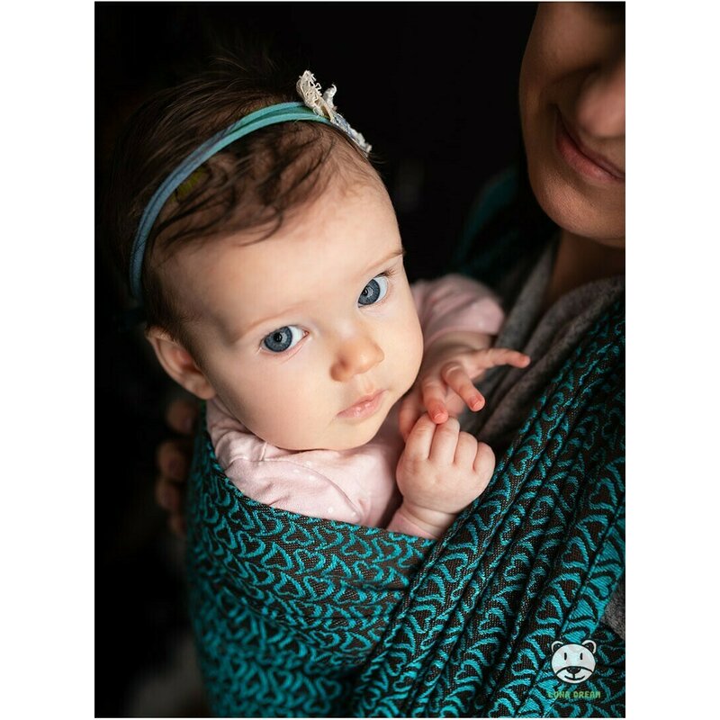Luna Dream - Sling 3.6 m, 100% bumbac, Little Hearts, Turquoise image 1