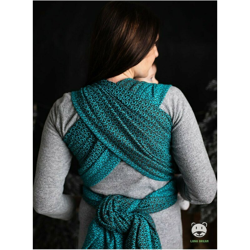 Luna Dream - Sling 5.2 m, 100% bumbac, Little Hearts, Turquoise image 2
