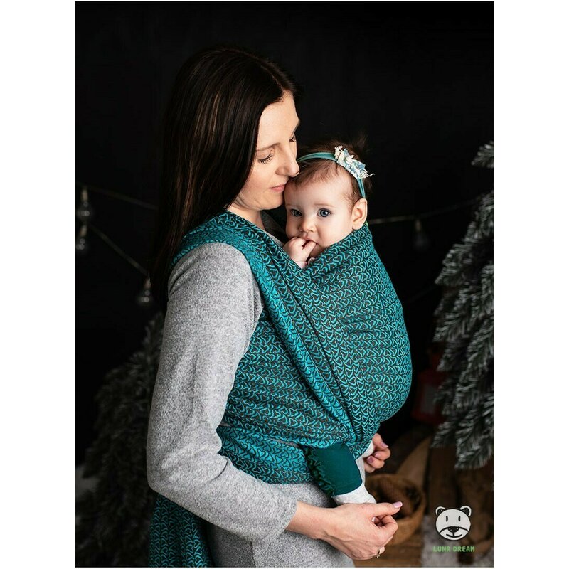 Luna Dream - Sling 5.2 m, 100% bumbac, Little Hearts, Turquoise image 3