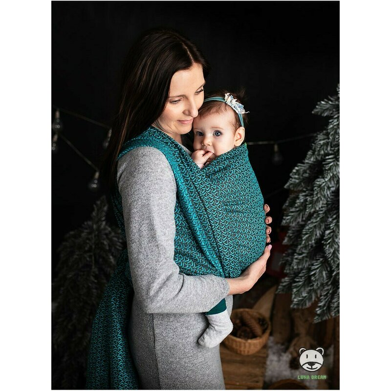 Luna Dream - Sling 5.2 m, 100% bumbac, Little Hearts, Turquoise image 4