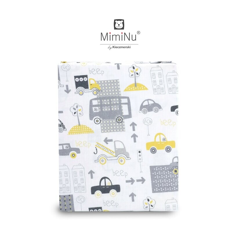 MimiNu - Cearceaf cu elastic, 120X60 cm, Grey Cars