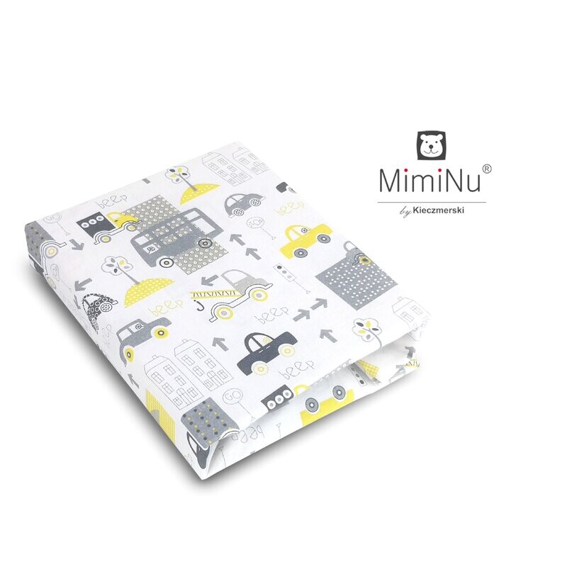 MimiNu - Cearceaf cu elastic, 120X60 cm, Grey Cars image 2