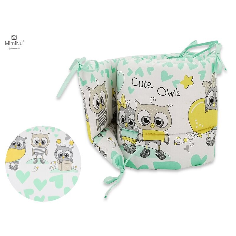 MimiNu - Aparatoare patut 120X60 cm, Cute Owls Mint