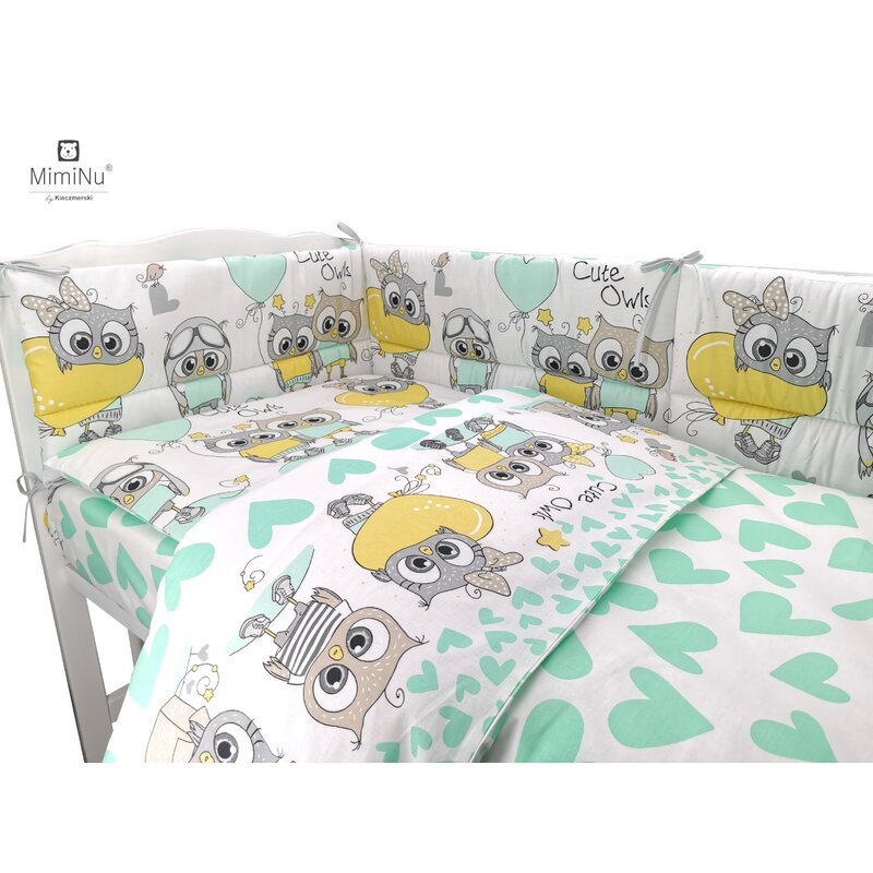 MimiNu - Set 3 piese patut, Cute Owls mint