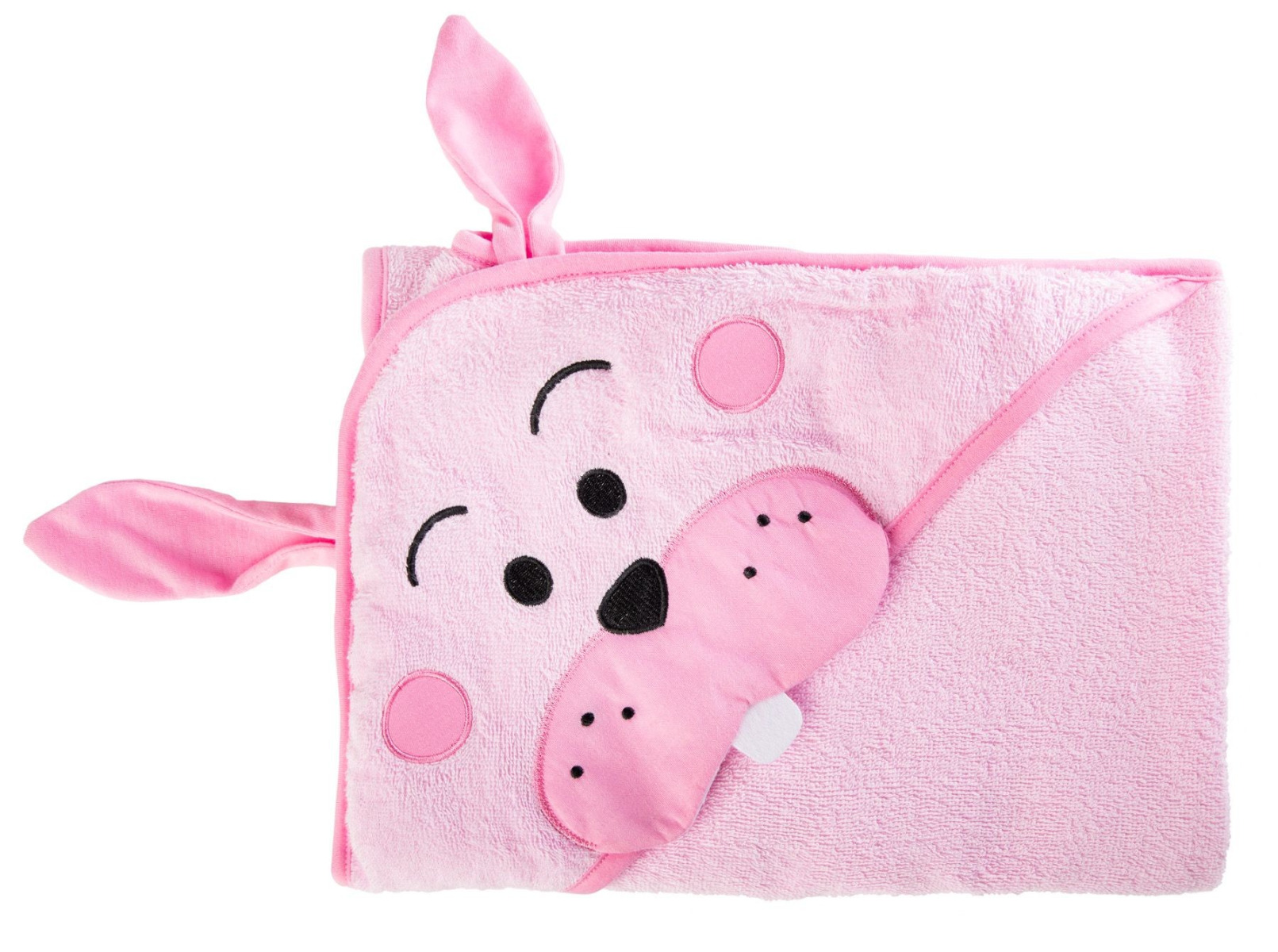 Prosop cu gluga brodata Water Friends Pink Iepuras 100x100 cm