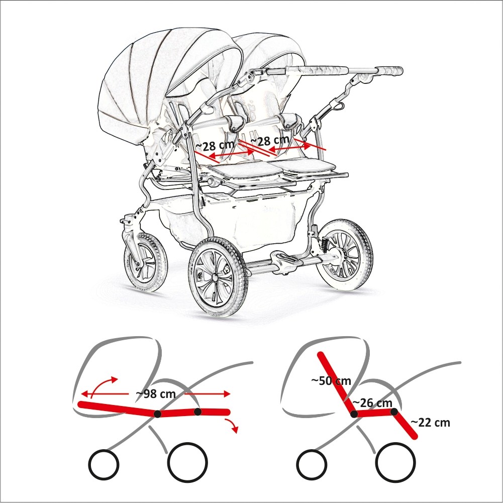 Carucior pentru gemeni Mikado DUET LUX D-06 3 in 1 image 4