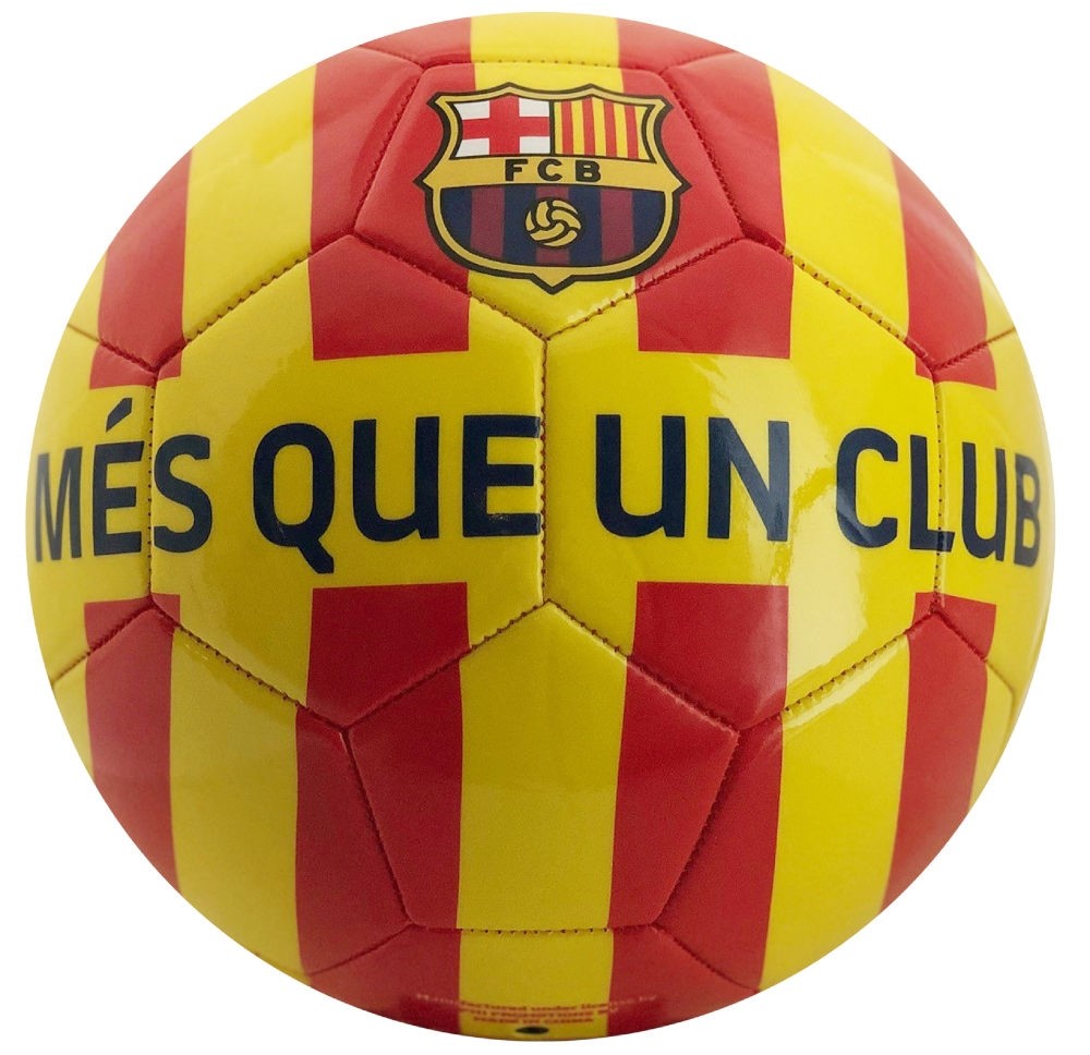 Minge de fotbal FC Barcelona CATALUNYA Yellow Red Stripes marimea 5 image 1