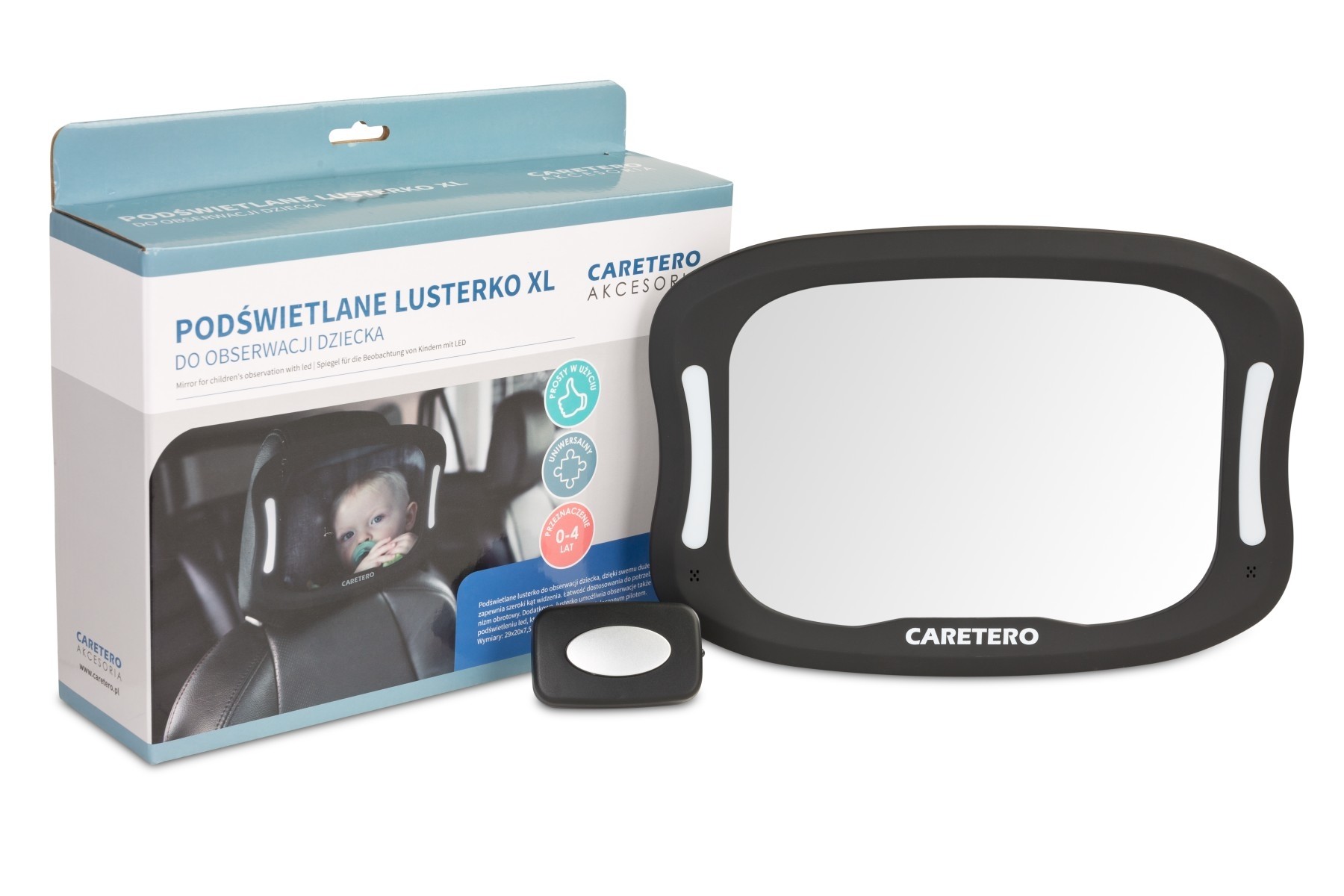 Oglinda cu LED si telecomanda pentru observarea copilului Caretero LED XL image 4