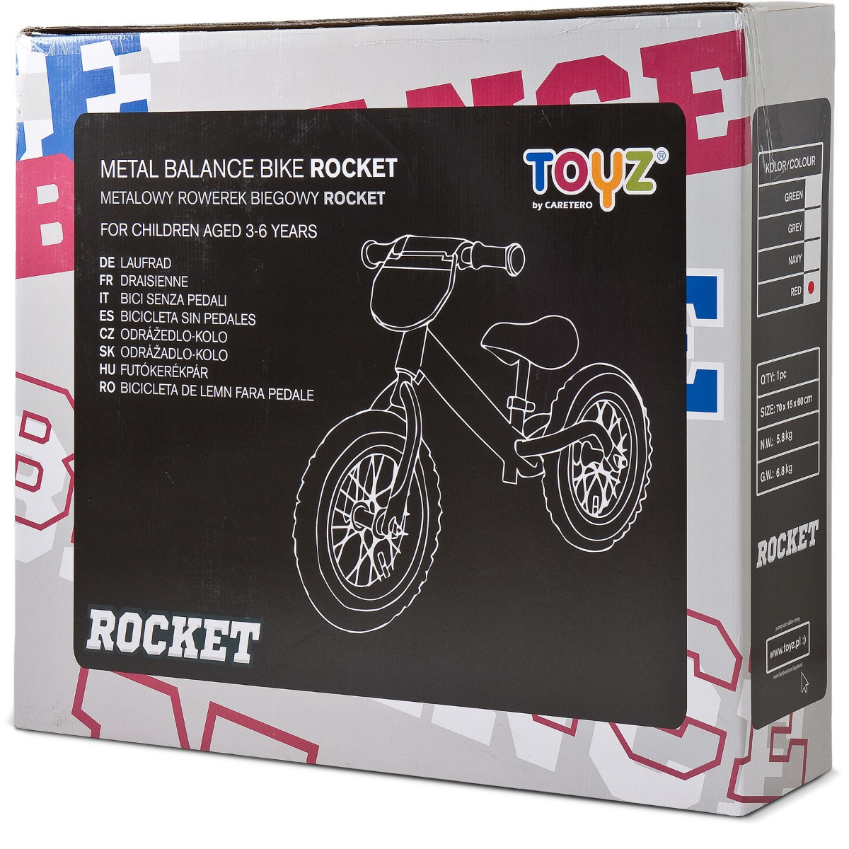 Bicicleta fara pedale Toyz ROCKET Grey image 2