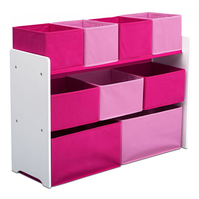 Organizator jucarii cu cadru din lemn Deluxe White Pink