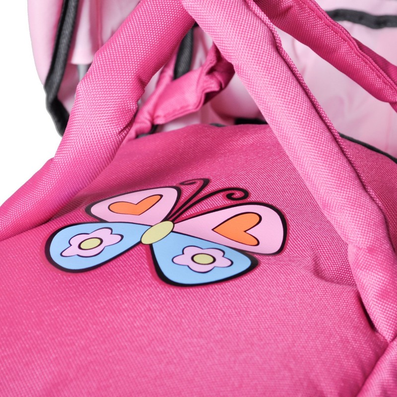 Carucior pentru papusi cu gentuta Kyra Pink With Butterfly image 2