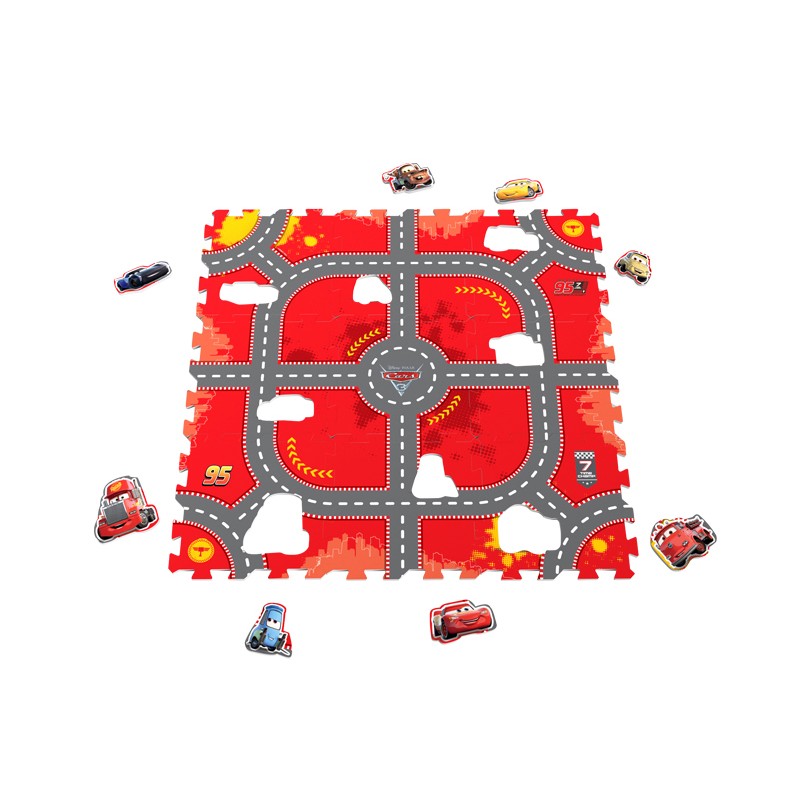 Covor puzzle din spuma Cars 3 Modular Race 9 piese image 1