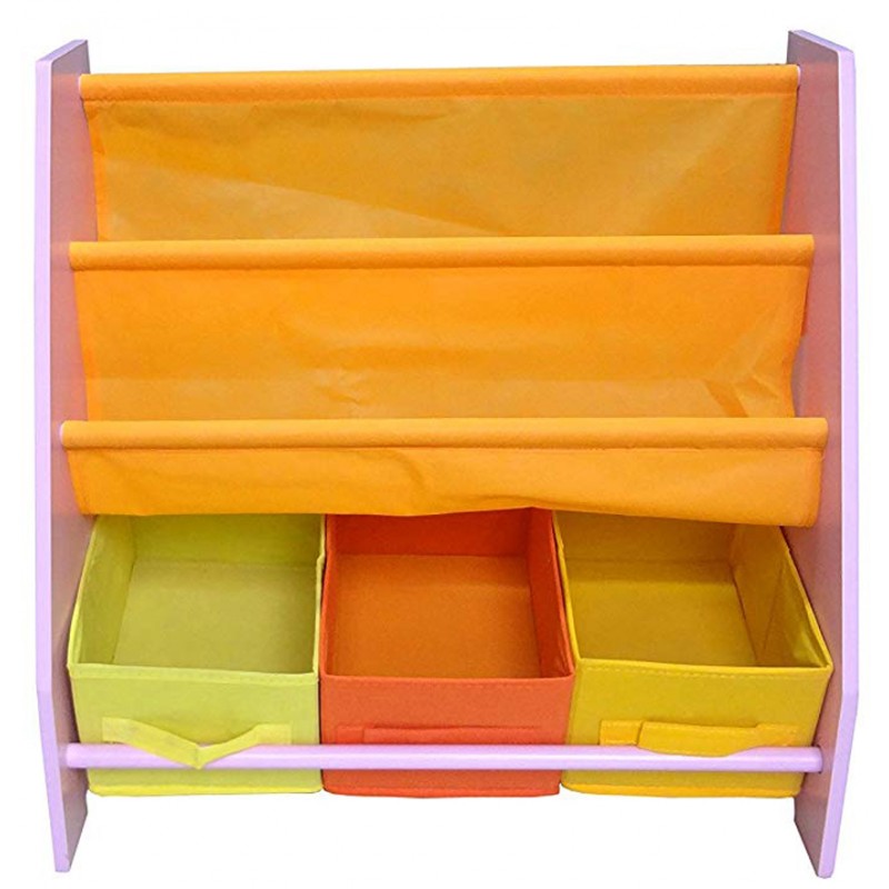 Organizator carti si jucarii cu cadru din lemn Pink Crayon image 2