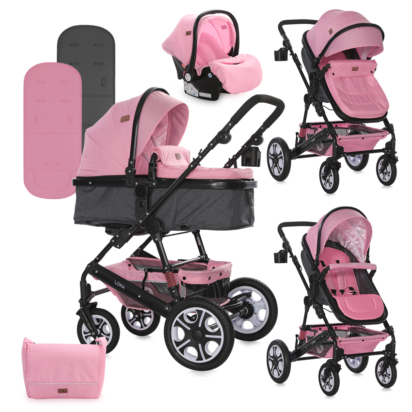 Carucior Set, Lora, cos auto inclus, Pink