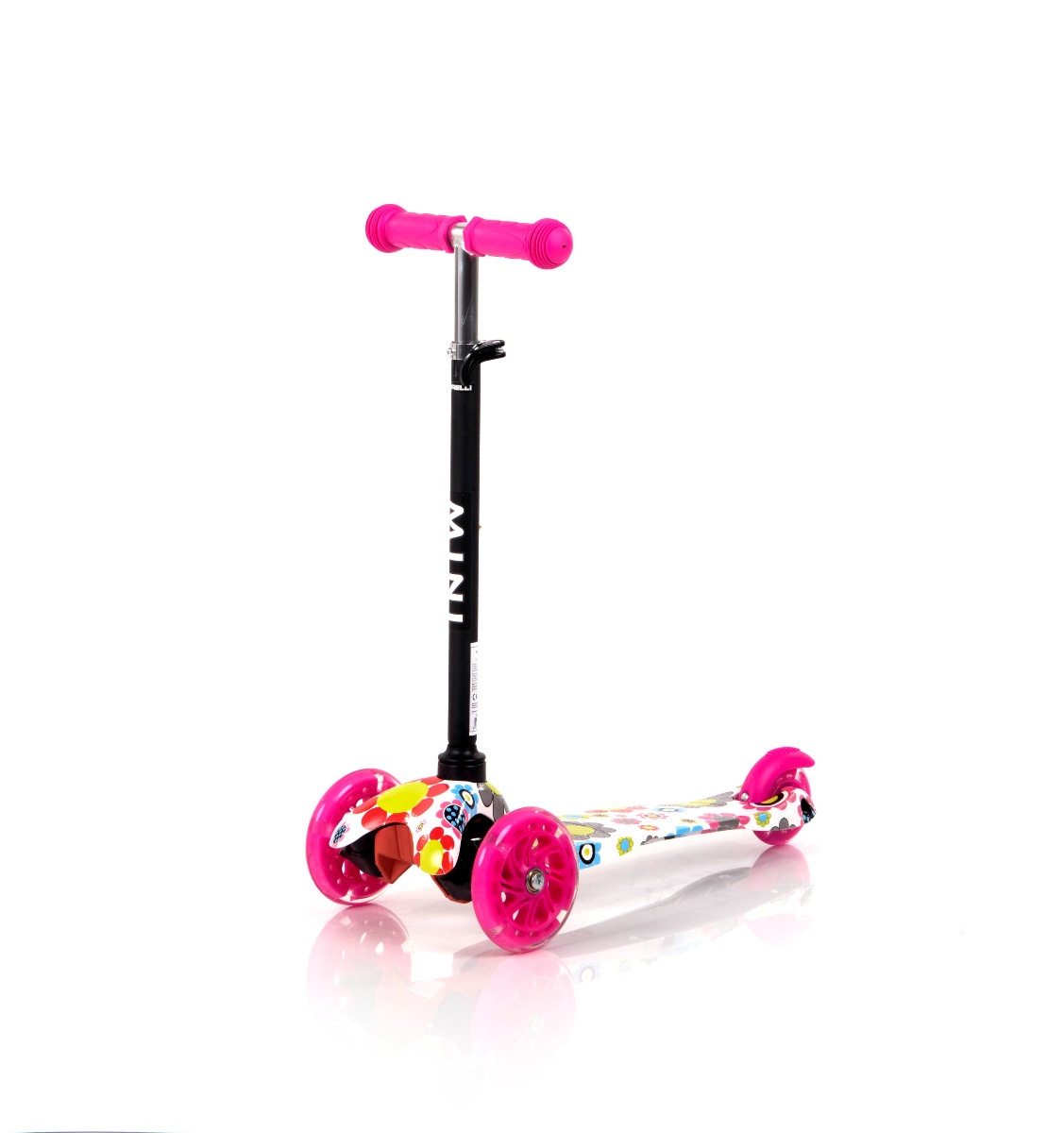 Trotineta pentru copii 3 Ani+, 3 roti cu leduri, Mini, Pink Flowers