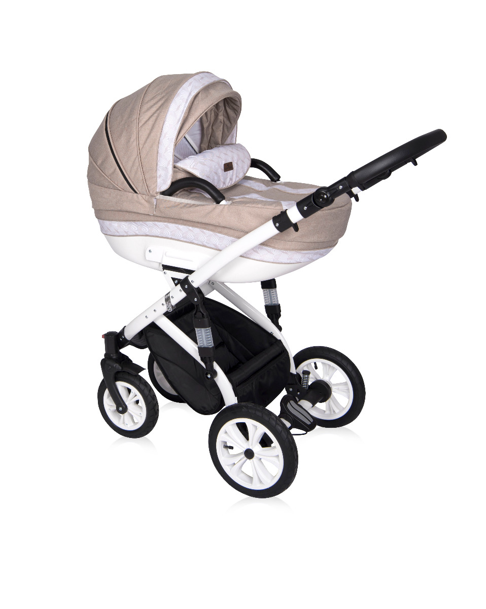 Carucior set 3 in 1, Mia, cadru aluminiu, roti cu camera, Light & Dark Beige image 5