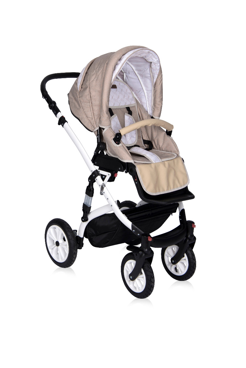 Carucior set 3 in 1, Mia, cadru aluminiu, roti cu camera, Light & Dark Beige image 6