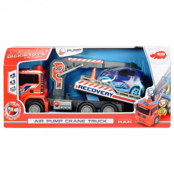 Camion de tractare Dickie Toys MAN Air Pump Crane Truck cu 1 masinuta image 6