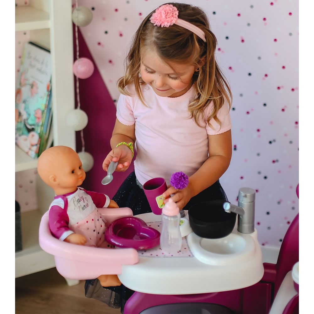 Centru de ingrijire pentru papusi Smoby Baby Nurse Doll`s Play Center mov cu 23 accesorii image 1