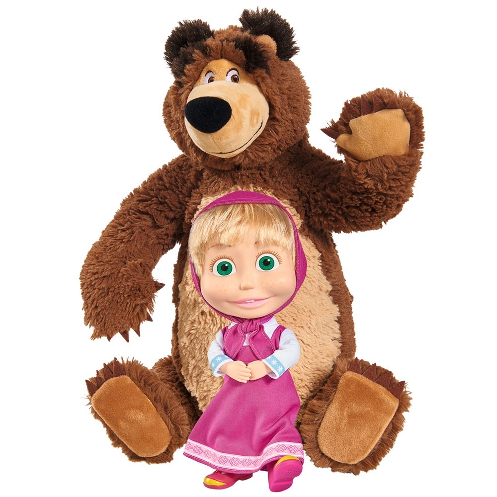 Set Simba Masha and The Bear papusa Masha 23 cm si ursulet de plus 43 cm