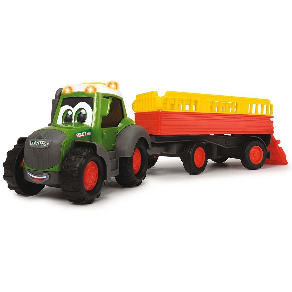 Tractor Dickie Toys Happy Fendt Animal Trailer cu remorca si figurina