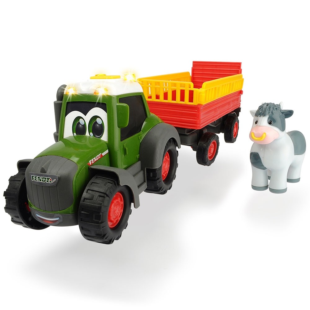 Tractor Dickie Toys Happy Fendt Animal Trailer cu remorca si figurina image 4