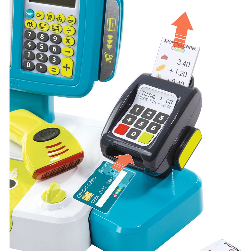 Jucarie Smoby Casa de marcat Large Cash Register albastru cu accesorii image 3