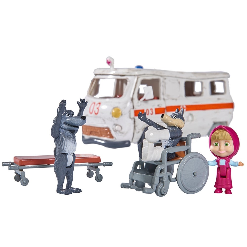 Masina Simba Masha and the Bear Ambulance cu accesorii image 1