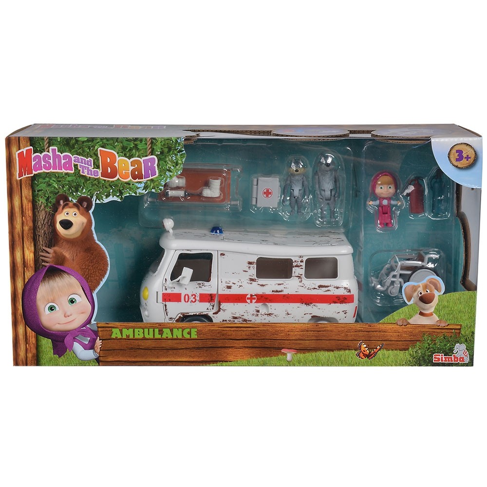 Masina Simba Masha and the Bear Ambulance cu accesorii image 7