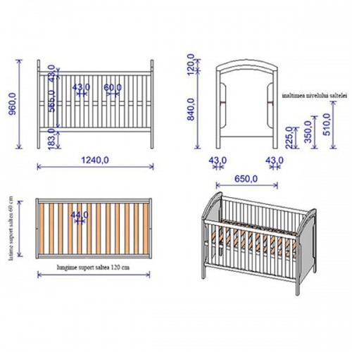 Patut copii Hubners Hansell 120x60 alb image 1