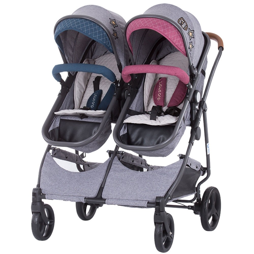 Carucior gemeni Chipolino Duo Smart boy girl linen