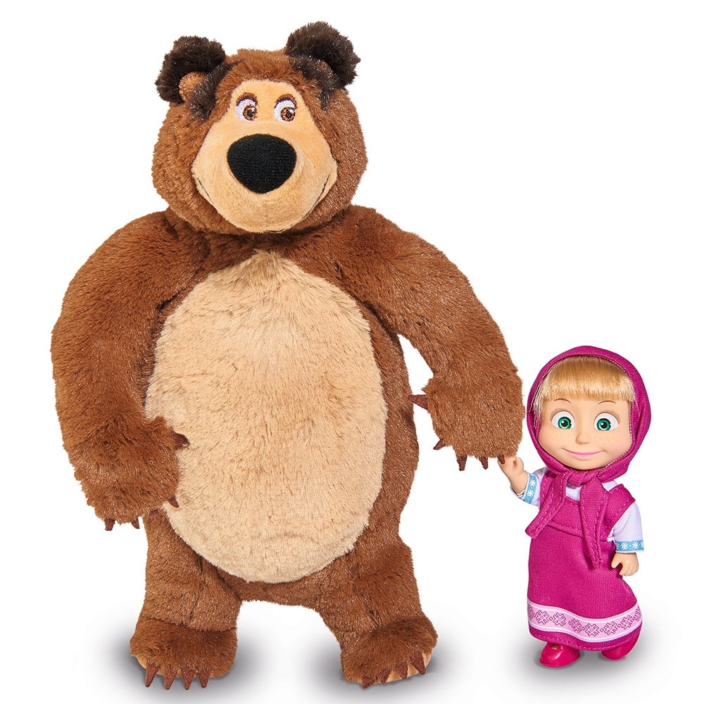 Set Simba Masha and The Bear papusa Masha 12 cm si ursulet de plus 25 cm 1