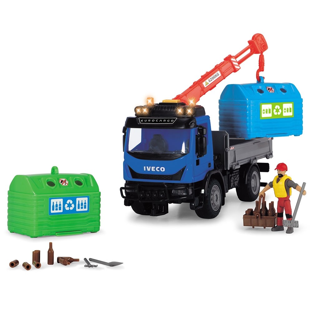 Camion Dickie Toys Playlife Iveco Recycling Container Set cu figurina si accesorii image 1