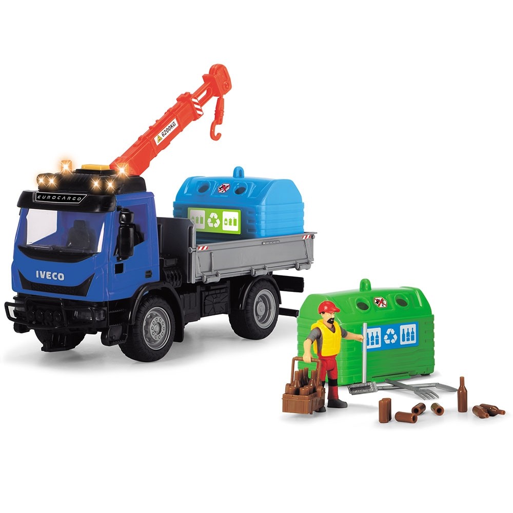 Camion Dickie Toys Playlife Iveco Recycling Container Set cu figurina si accesorii image 3