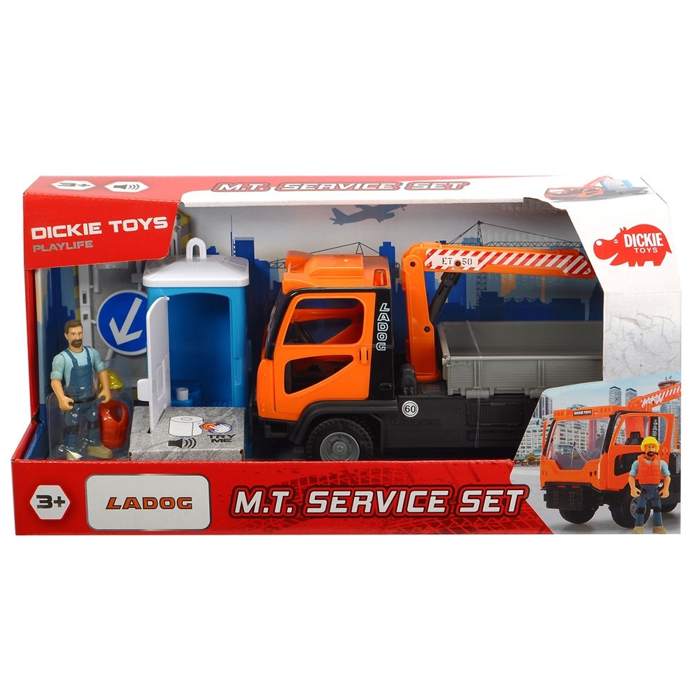Camion Dickie Toys Playlife M.T. Ladog Service Set cu figurina si accesorii image 6