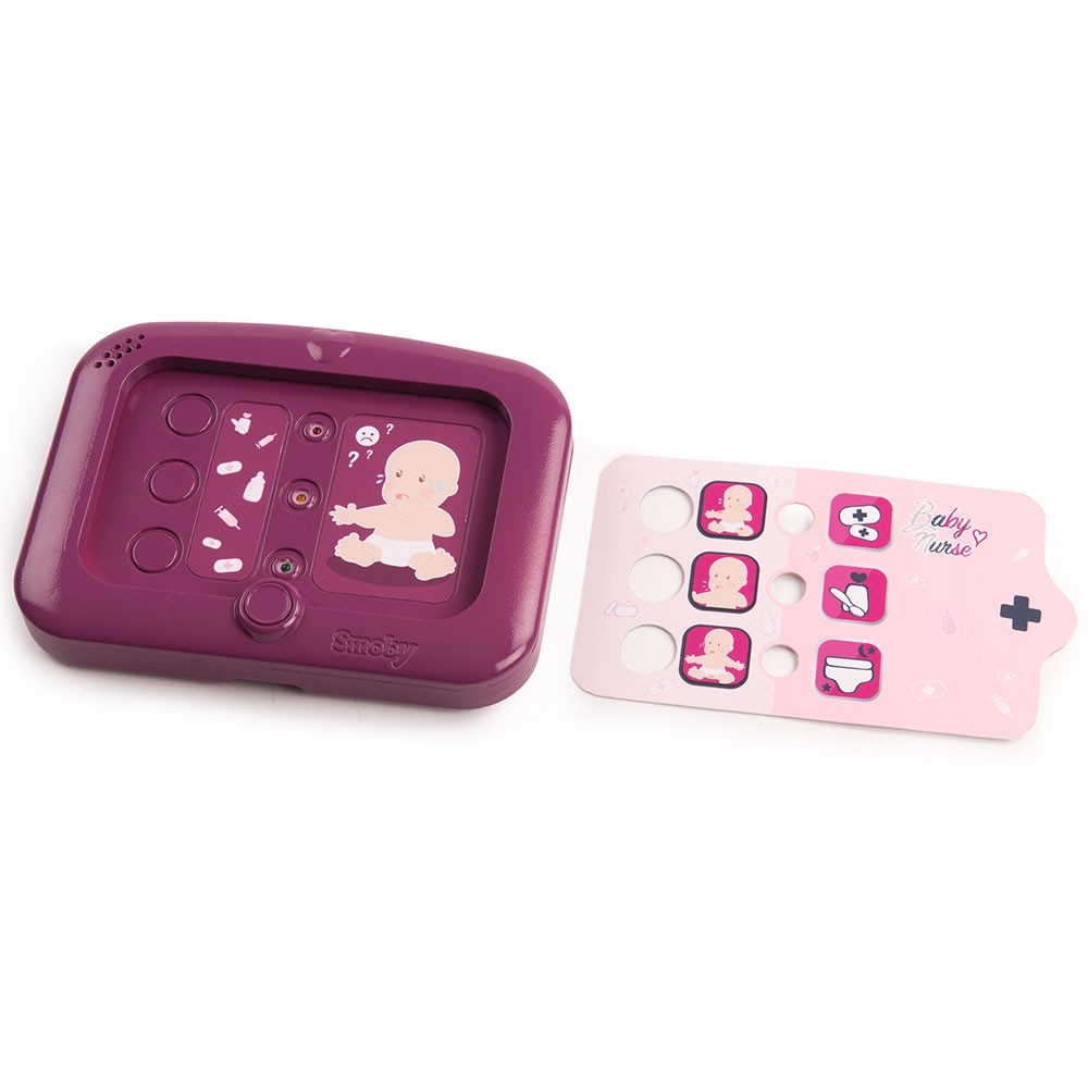 Set cadita si accesorii pentru papusi Smoby Baby Nurse Nursery mov image 3