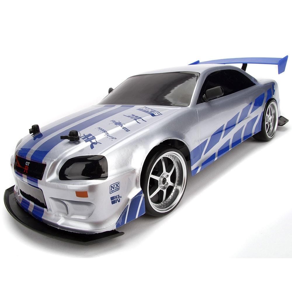 Masina Jada Toys Fast and Furious Nissan Skyline GTR Drift cu anvelope si telecomanda image 9