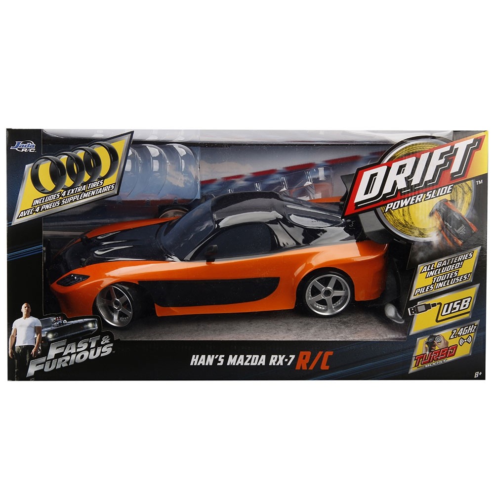 Masina Jada Toys Fast and Furious Mazda RX-7 Drift cu anvelope si telecomanda image 14