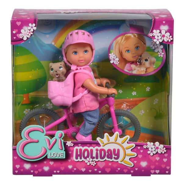 Papusa Simba Evi Love 12 cm Holiday Bike cu bicicleta si catelus image 2