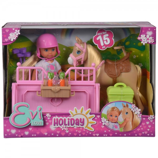 Papusa Simba Evi Love 12 cm Holiday Horse cu calut si accesorii image 4