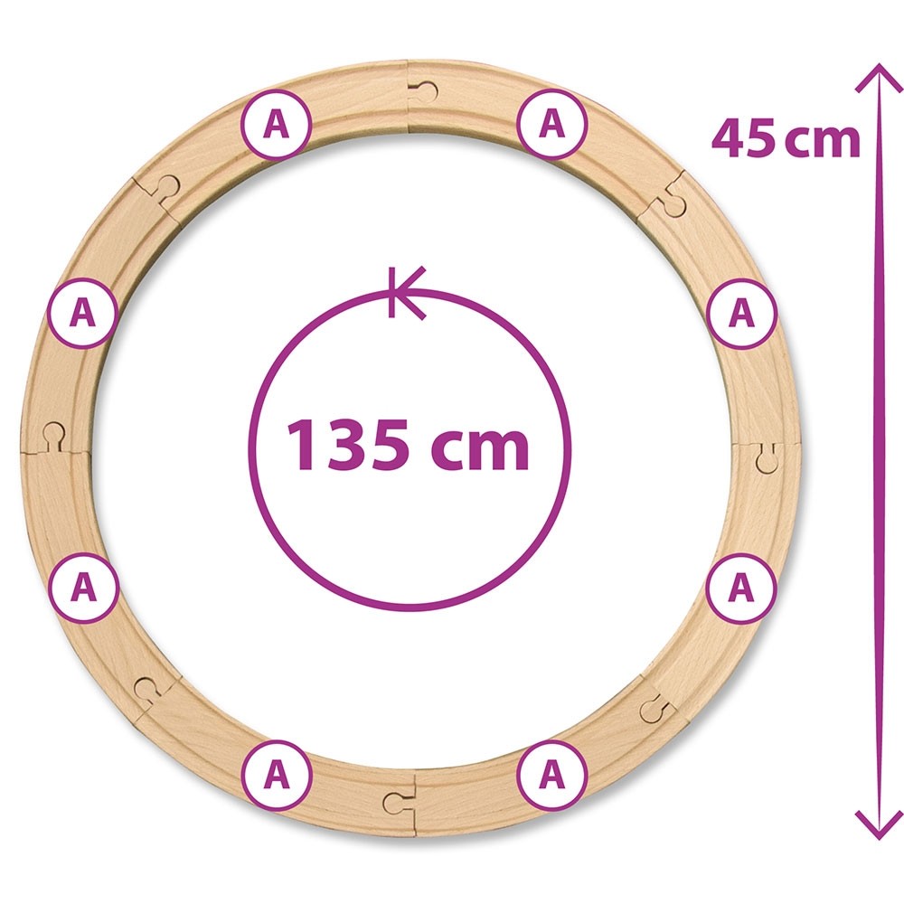 Set din lemn Eichhorn Tren albastru cu sina circulara si accesorii image 3