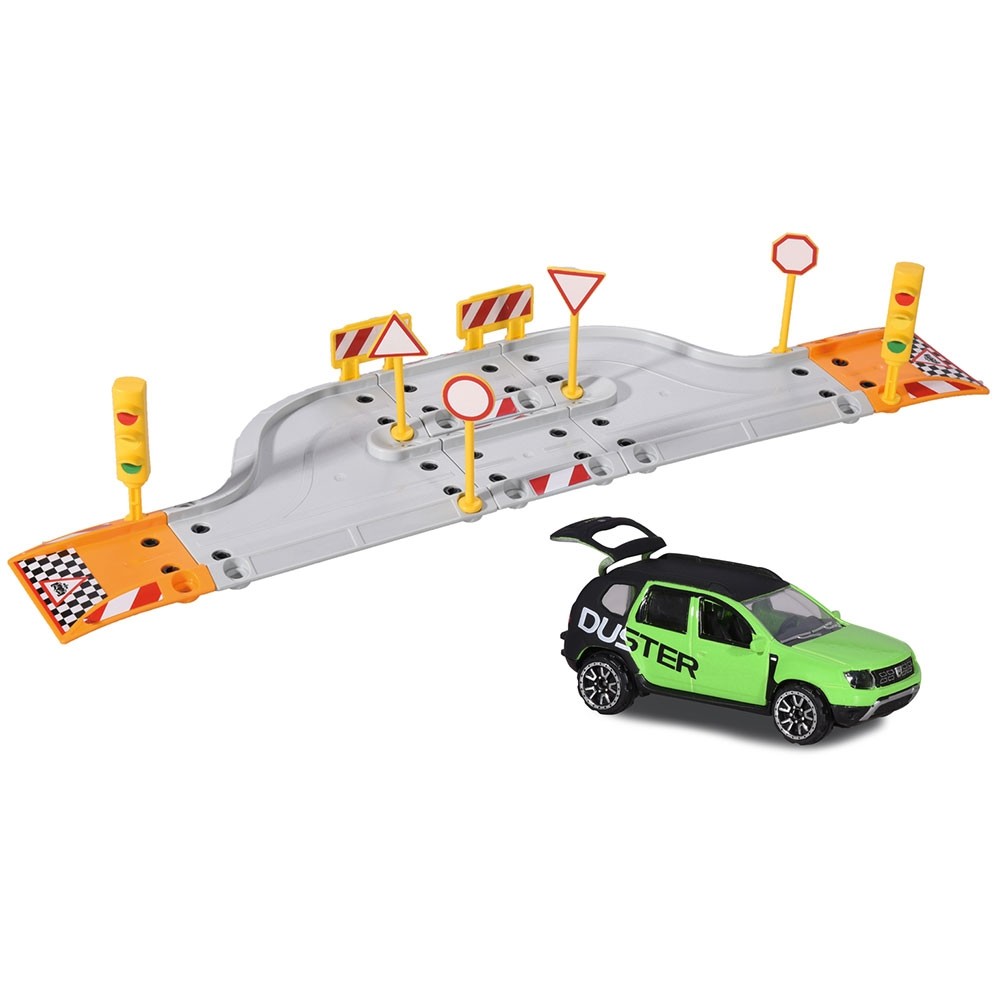 Pista de masini Majorette Creatix Street Set cu 1 Masinuta Dacia Duster