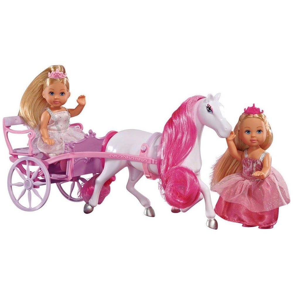 Set Simba Evi Love Romantic Carriage cu 2 papusi 12 cm si caleasca