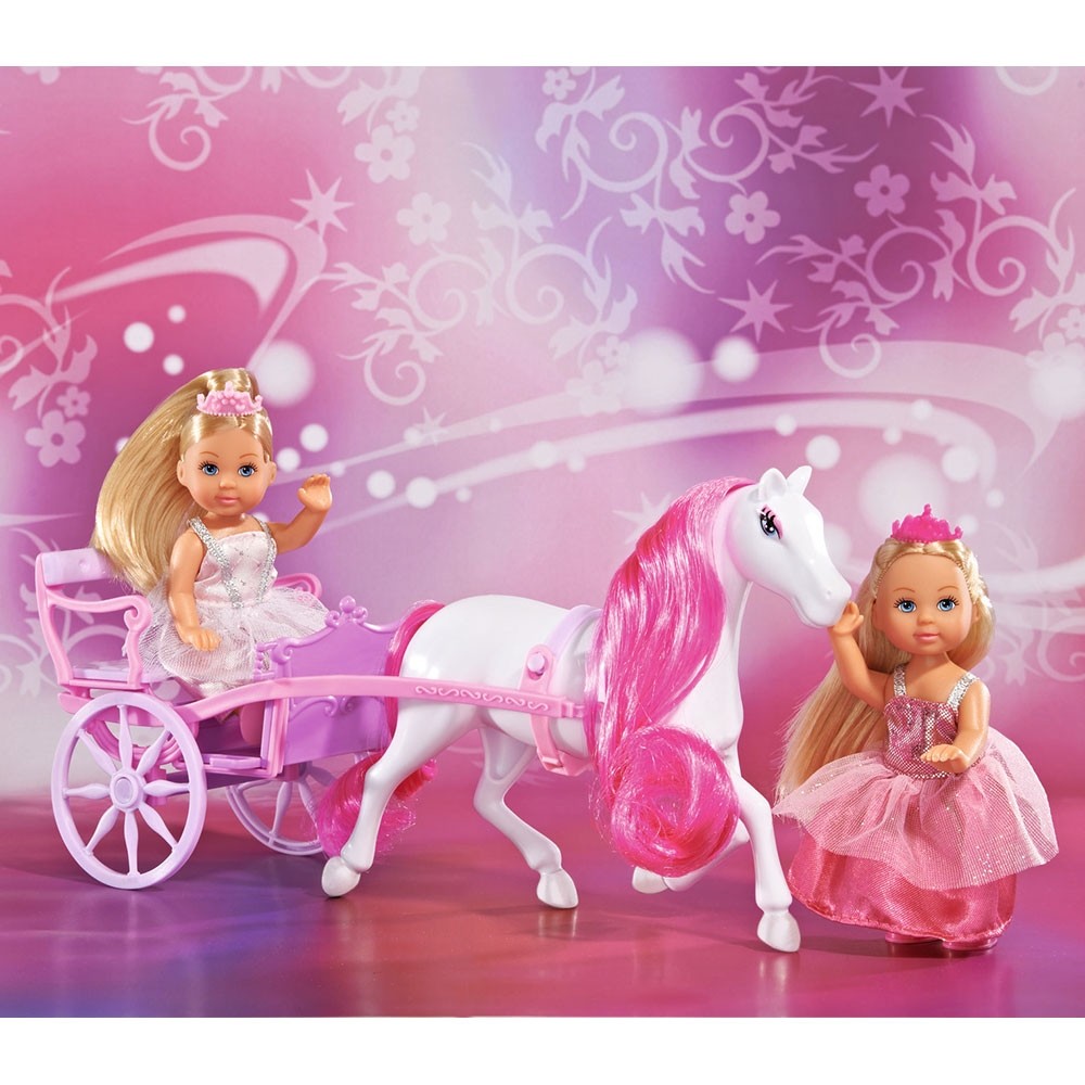 Set Simba Evi Love Romantic Carriage cu 2 papusi 12 cm si caleasca image 1