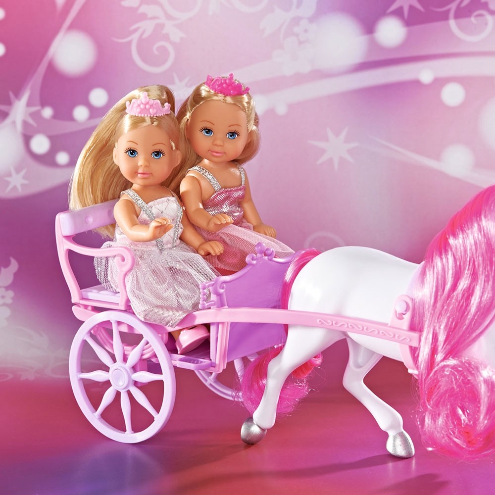 Set Simba Evi Love Romantic Carriage cu 2 papusi 12 cm si caleasca image 2